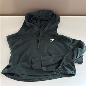 Gymshark Dark Green Crop Top Hoodie